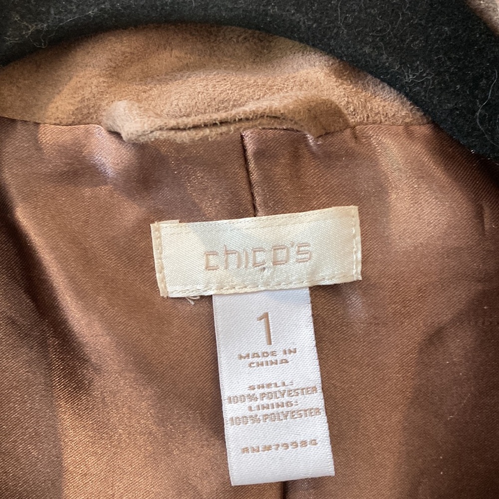 Chico’s light brown faux suede Kinsley jacket moto size medium / 8 / 1 - Picture 3 of 13